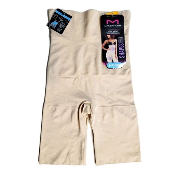 Maidenform Cool Comfort Firm Hi Waist Thigh Slimmer Shapewear 12622 Beige NWT - Picture 3 of 16